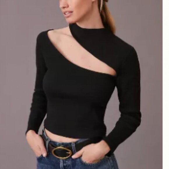 English Factory Anthropologie Cut Out Top Black XS - Picture 1 of 3
